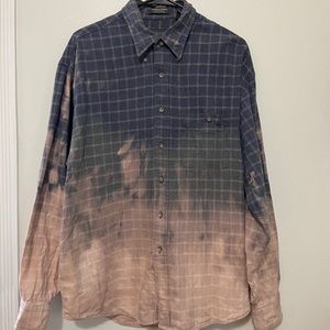 Ombré bleached plaid flannel shirt